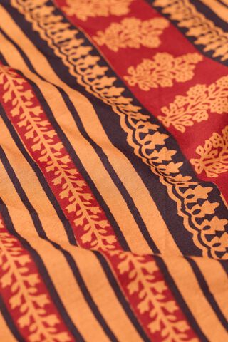 Yellow Bagh Block Printed Pure Cotton Saree thumbnail image number null