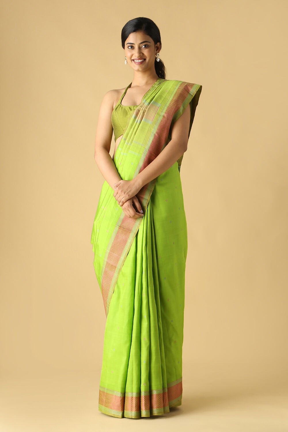 Light Green Pure Silk Kanjivaram Saree image number null