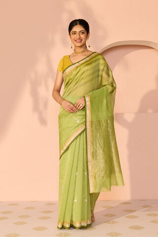 Green Eknaliya Pure Silk Cotton Chanderi Saree thumbnail image number null