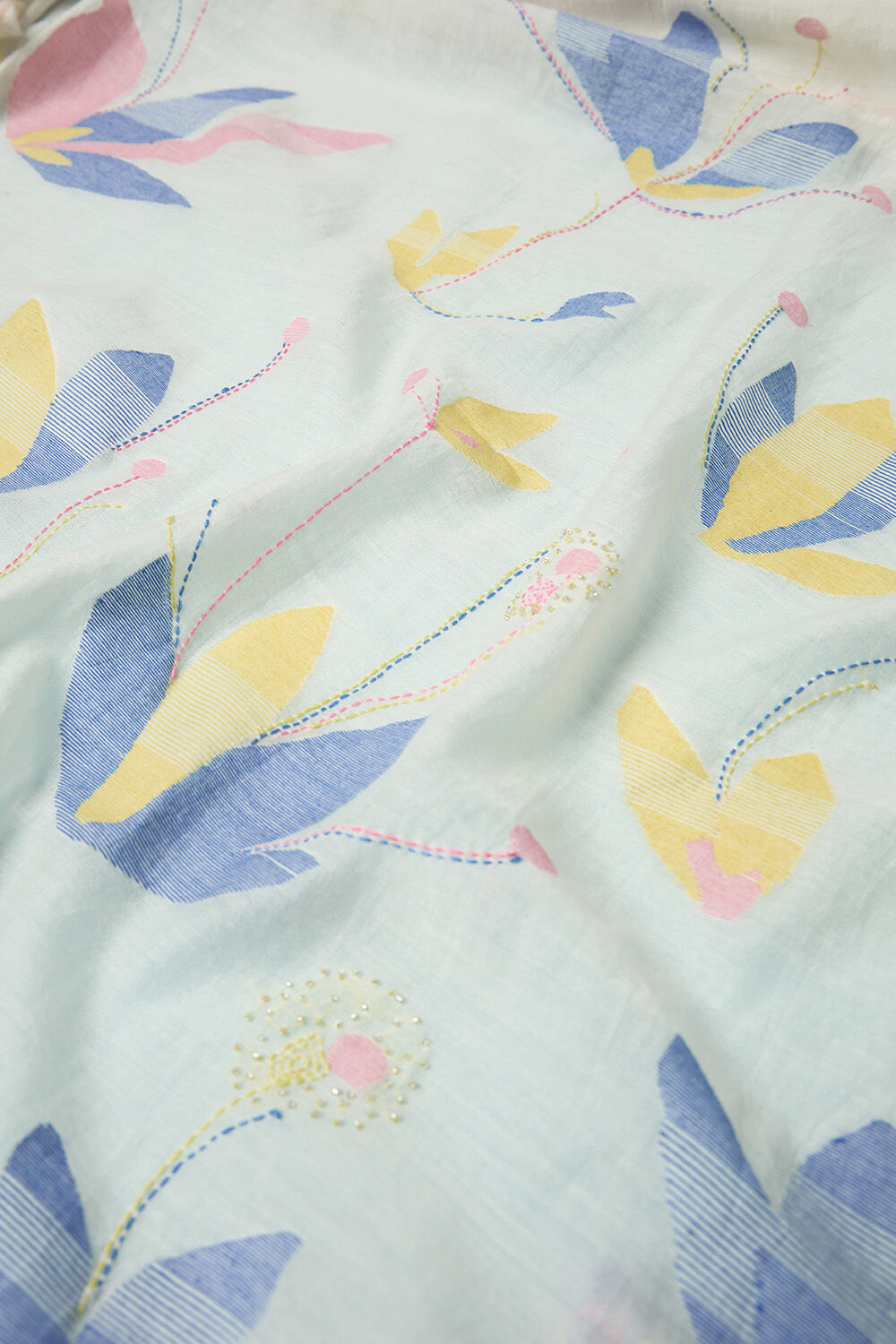Off White Bengal Pure Silk Cotton Jamdani Saree image number null