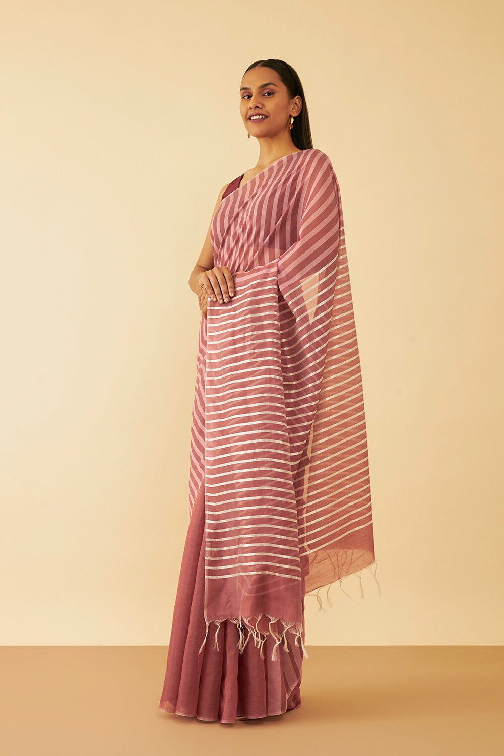 Dark Pink Bhagalpur Woven Pure Tussar Viscose Saree image number null