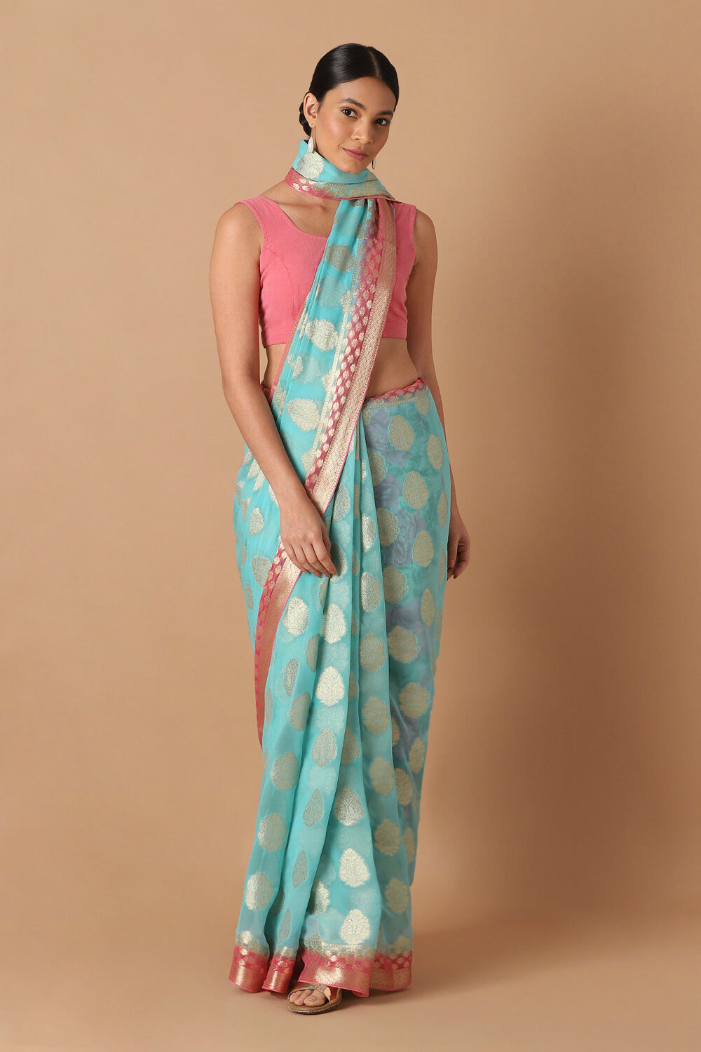 Blue Viscose Pure Georgette Banarasi Saree image number null