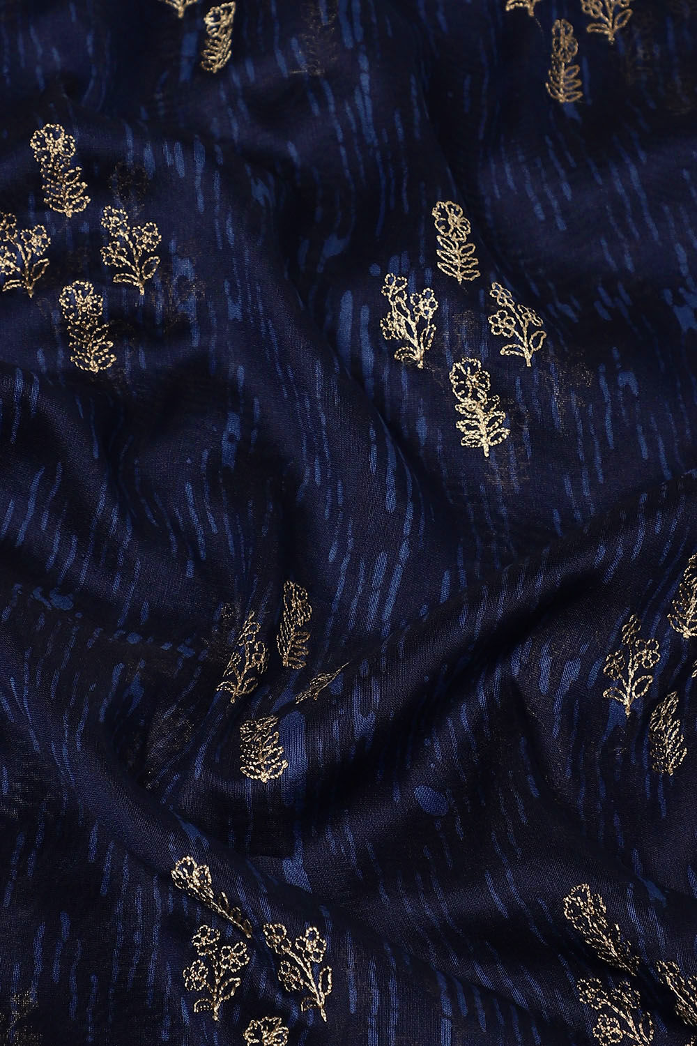 Blue Pure Silk Cotton Embroidered Saree image number null