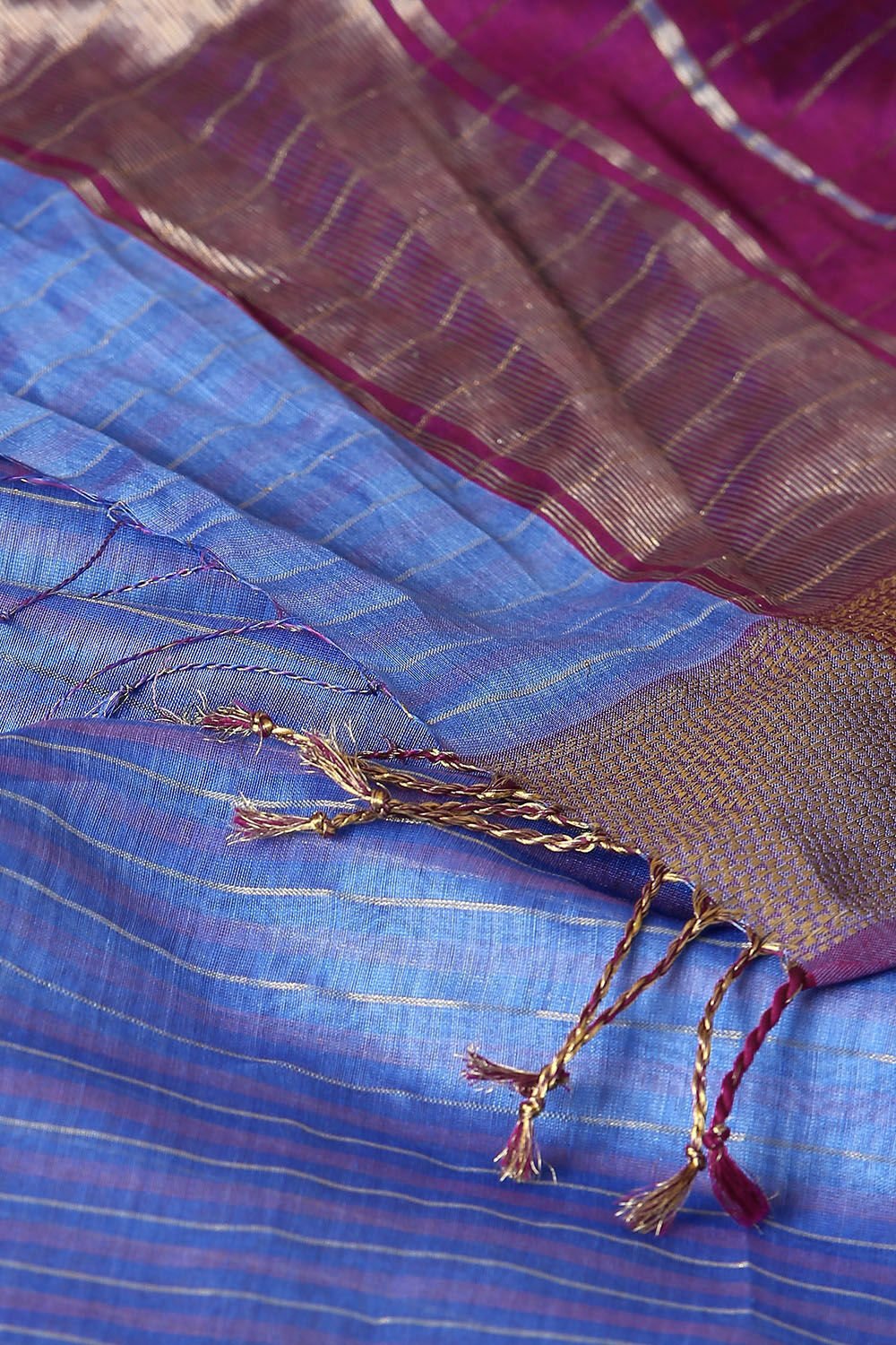 Blue Pure Silk Cotton Maheswari Saree image number null