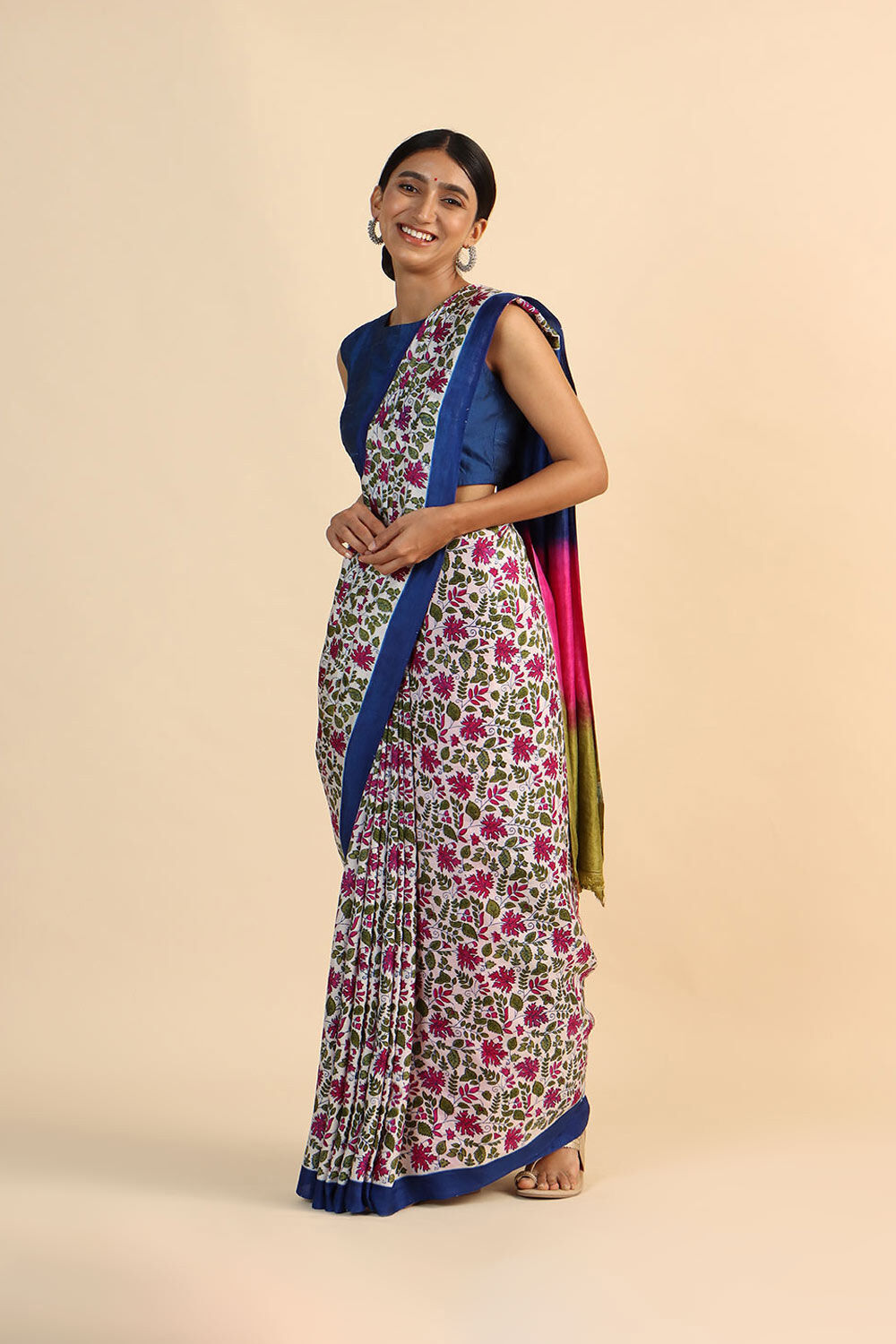 Multicolored Pure Silk Printed Saree image number null