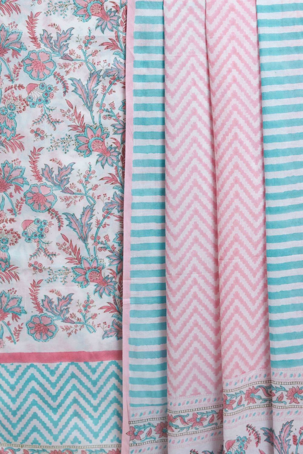 Off White Pure Cotton Printed Sanganeri Suit Set image number null