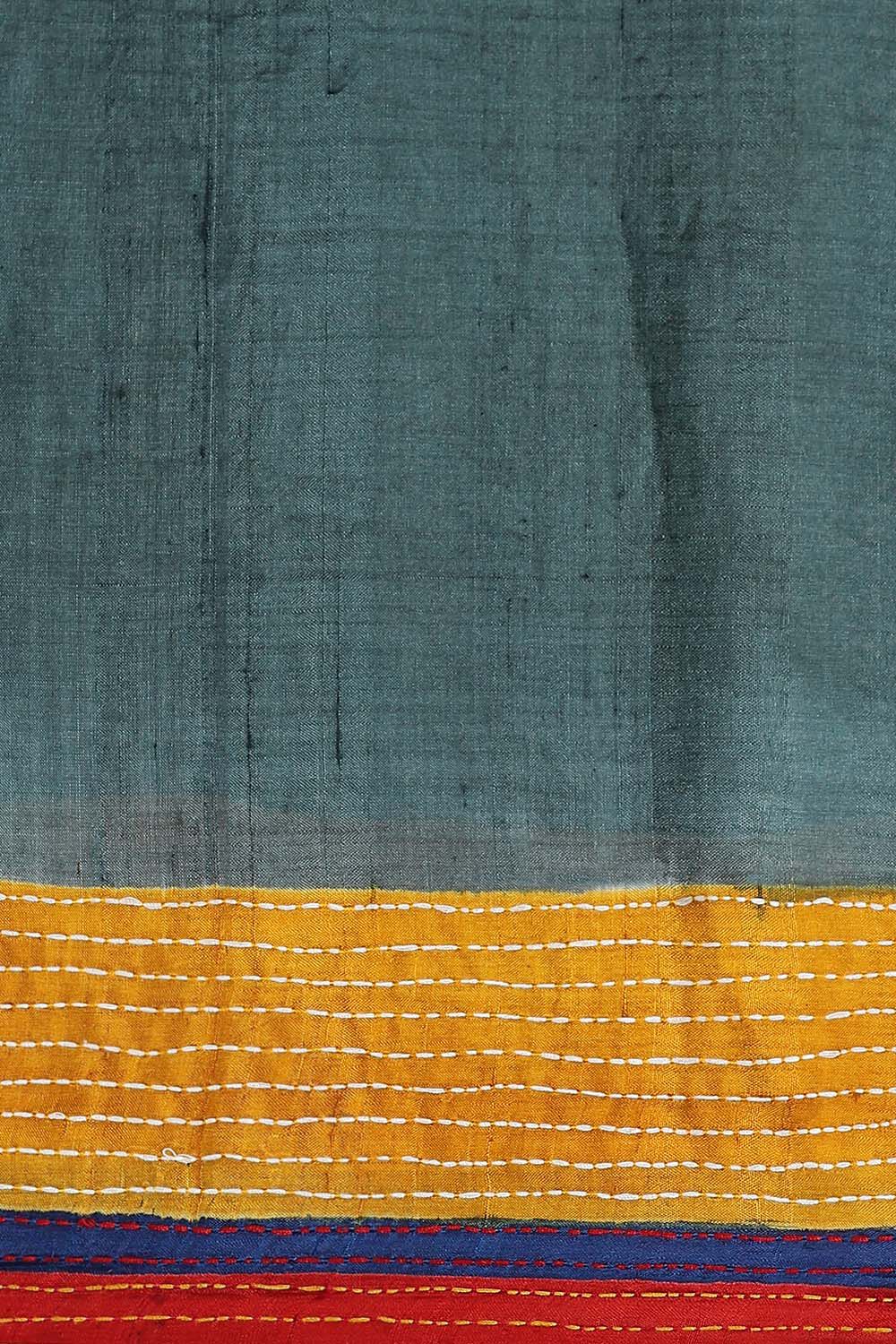 Blue Pure Silk Batik Saree image number null