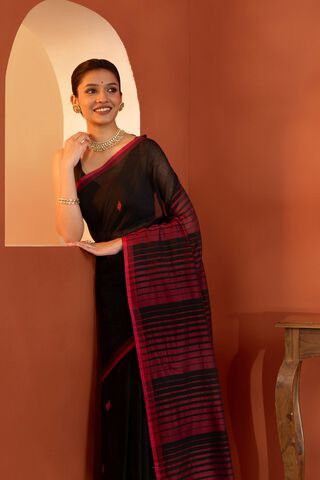 Black Bengal Pure Cotton Jamdani Saree image number