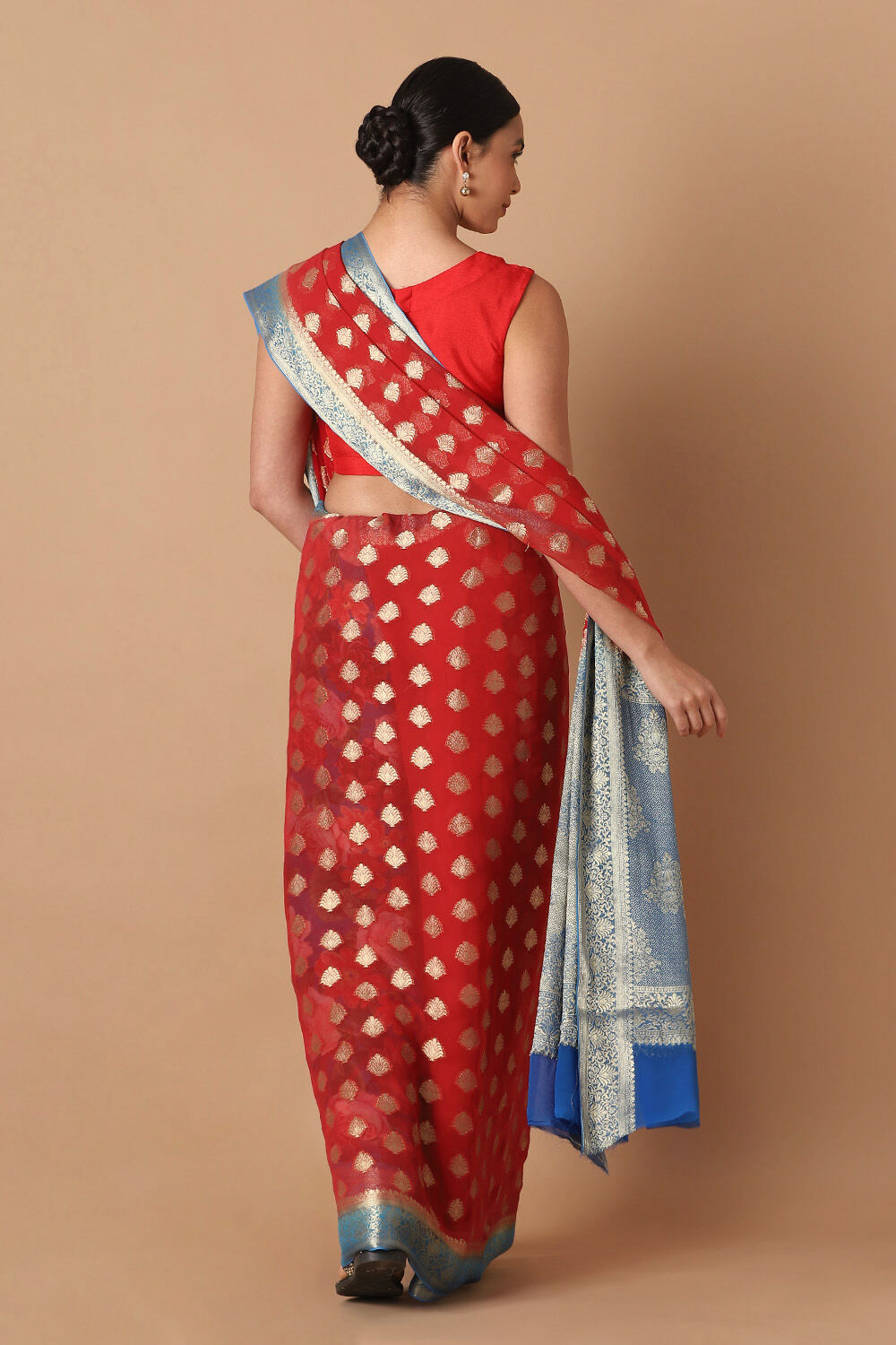 Red Viscose Pure Georgette Banarasi Saree image number null