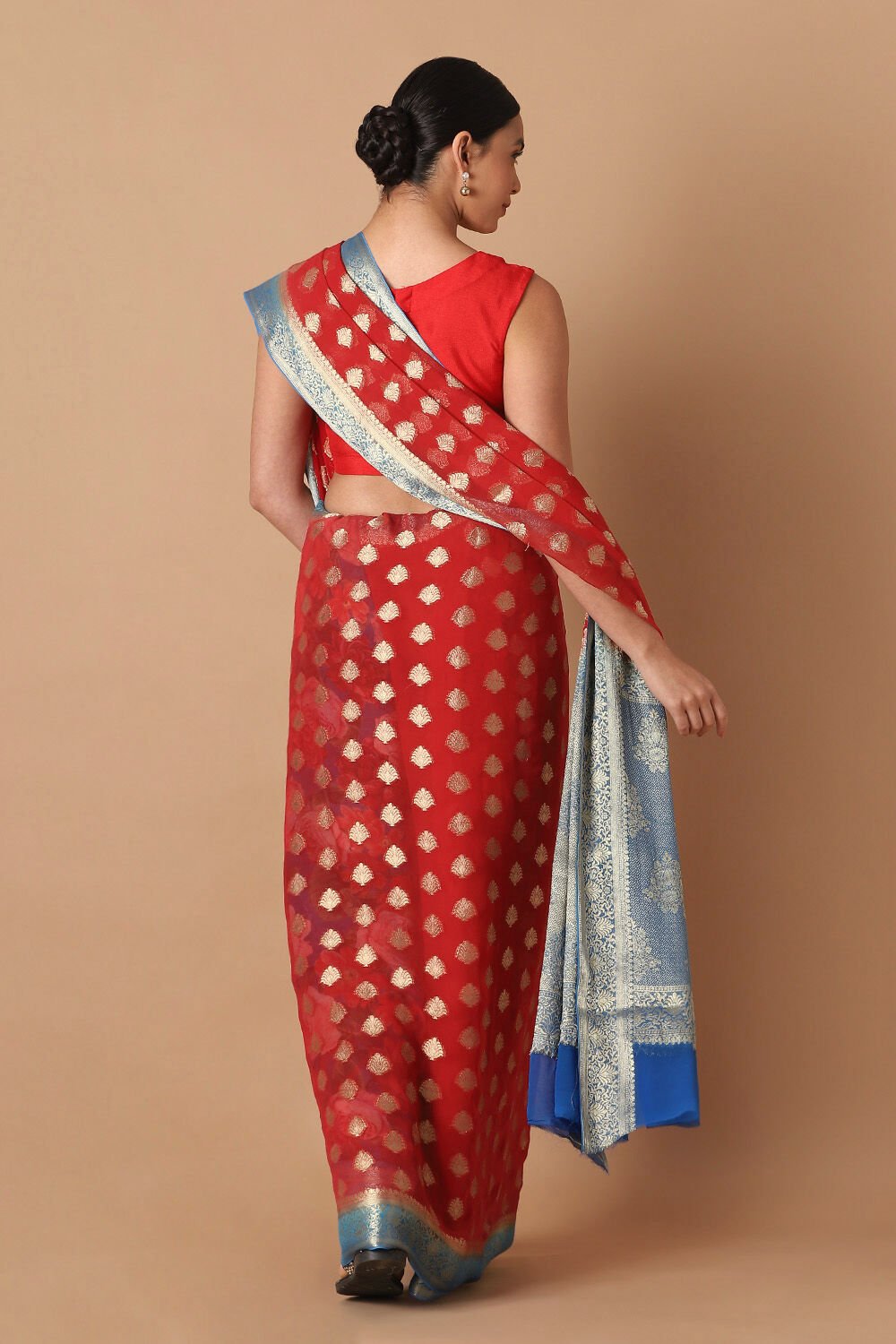 Red Viscose Pure Georgette Banarasi Saree image number null