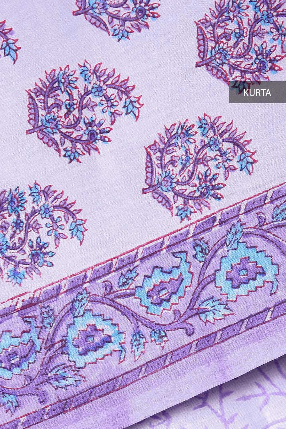 Light Violet Block Printed Cotton Suit image number null
