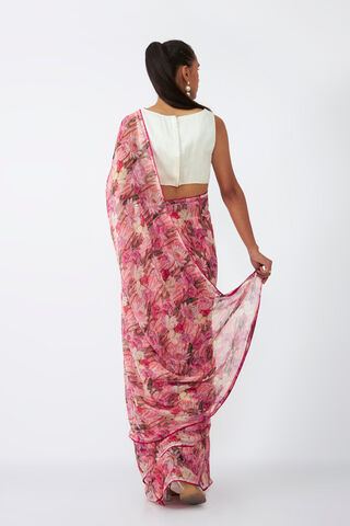 Pink Viscose Chiffon Digital Printed Saree thumbnail image number null