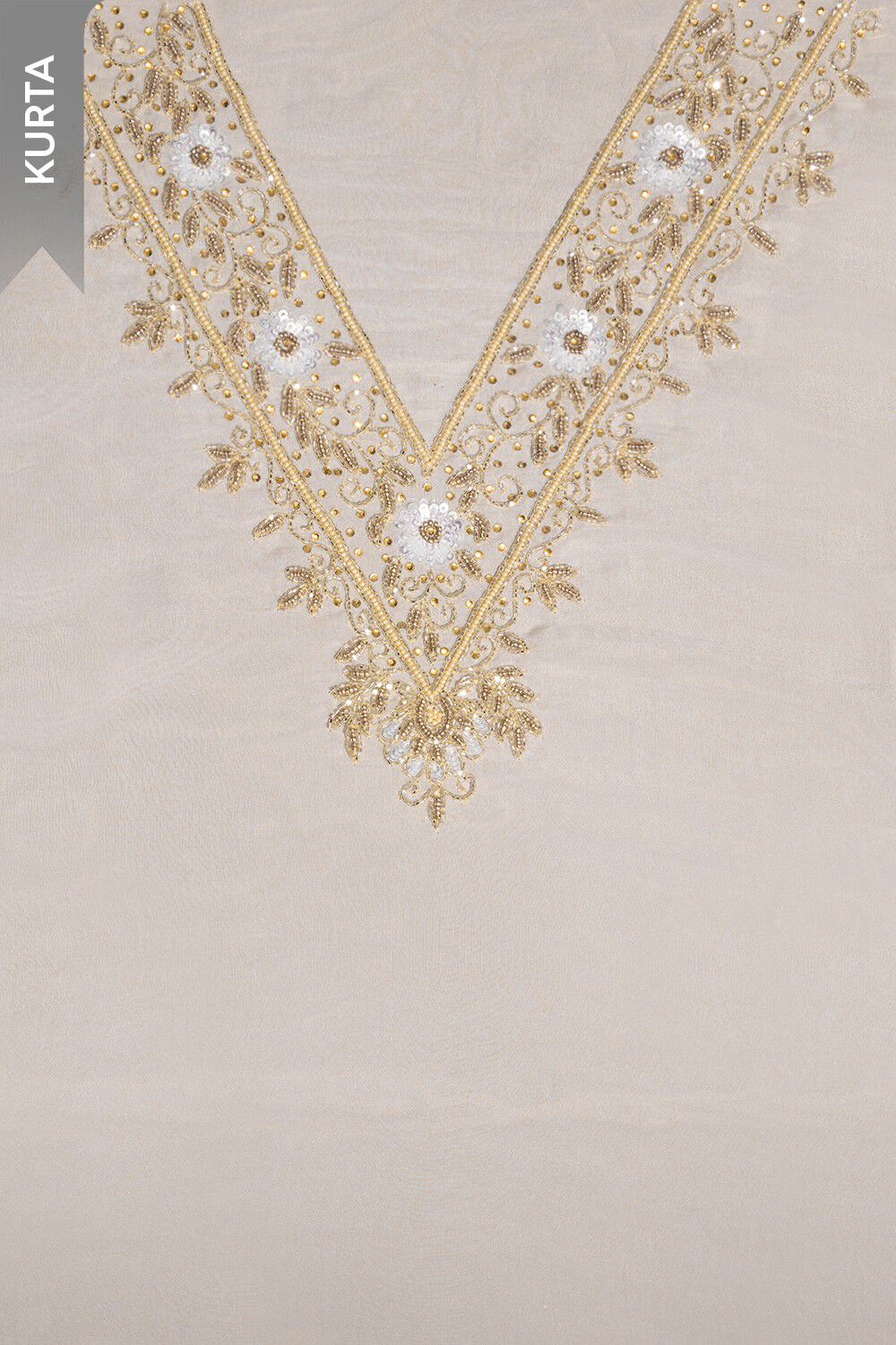 Off White Viscose Embroidered Unstitched Suit Set image number null