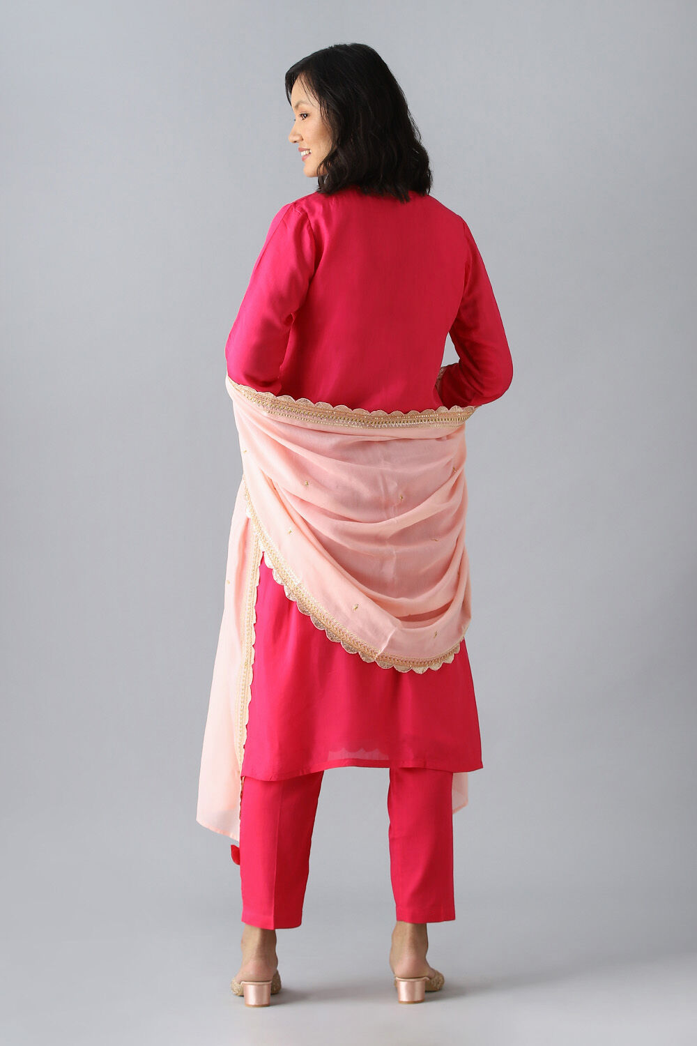 Pink Embroidered Viscose Kurta Set image number null