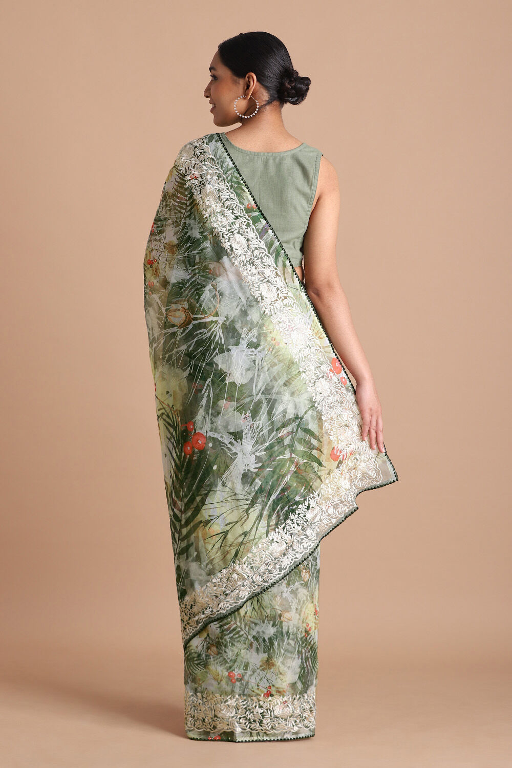 Green Pure Embroidered Saree image number null