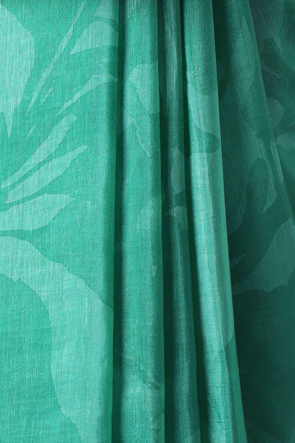 Green Pure Silk Linen Printed Saree image number null