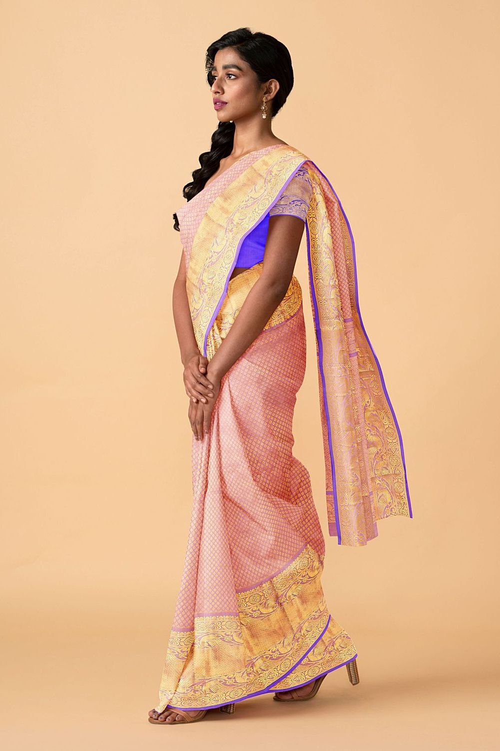 Light Pink Pure Silk Kanjivaram Saree image number null