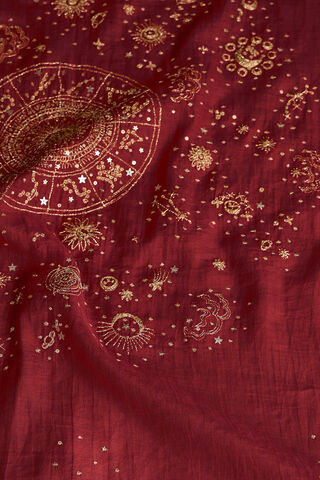Red Pure Silk Cotton Embroidered Saree thumbnail image number null