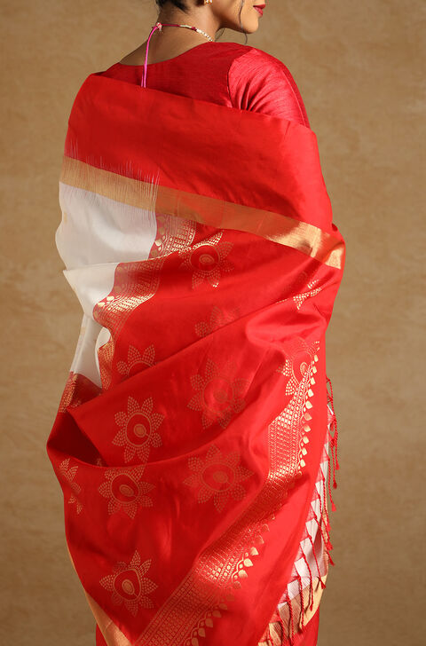 Off White Pure Soft Silk Saree