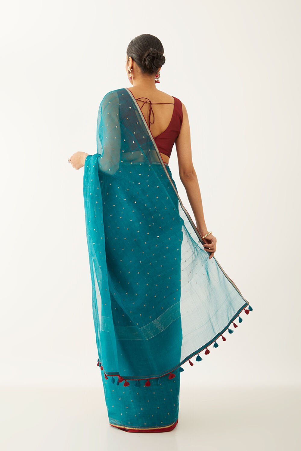 Blue Pure Silk Organza Woven Saree image number null
