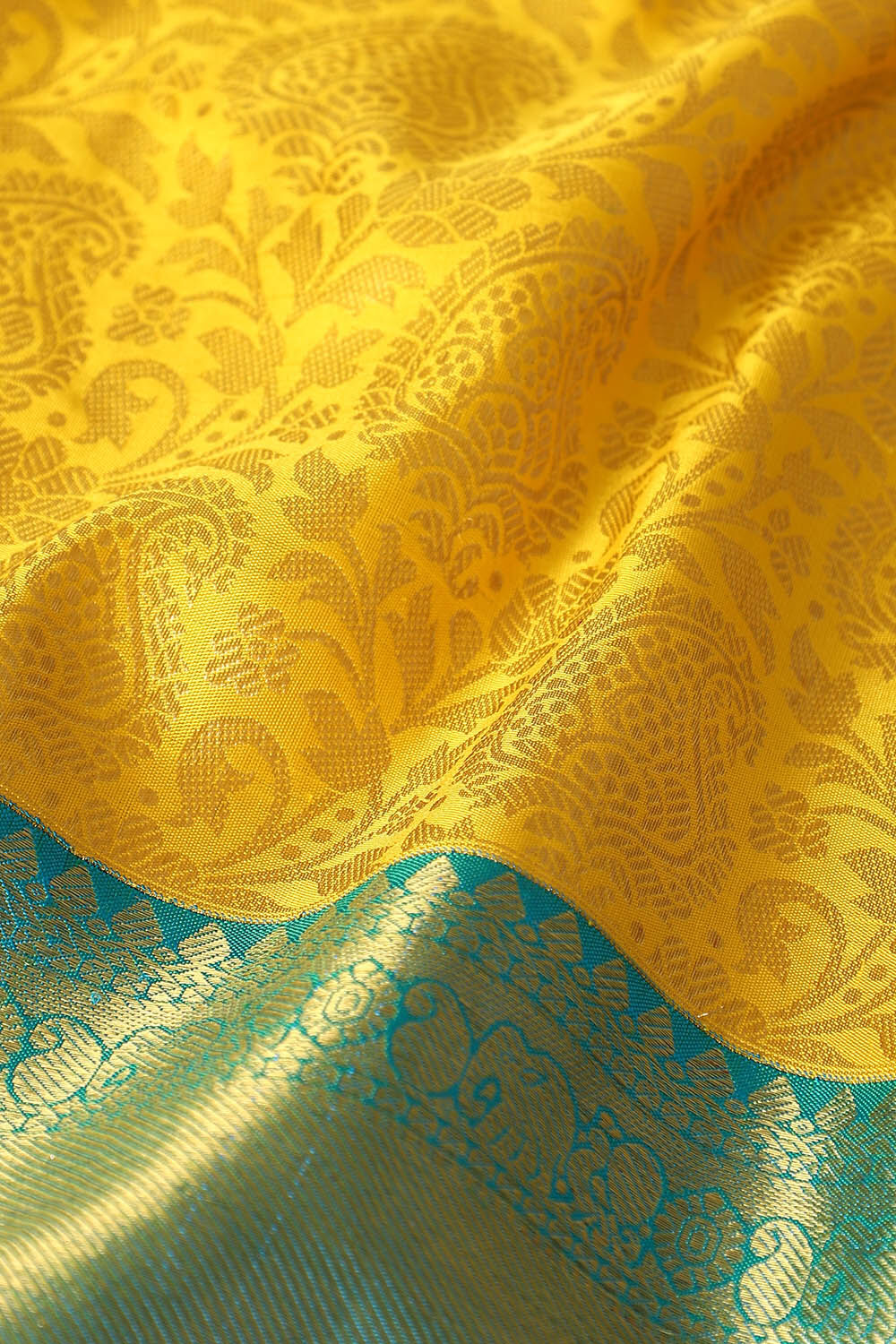 Yellow Pure Silk Kanjivaram Saree image number null