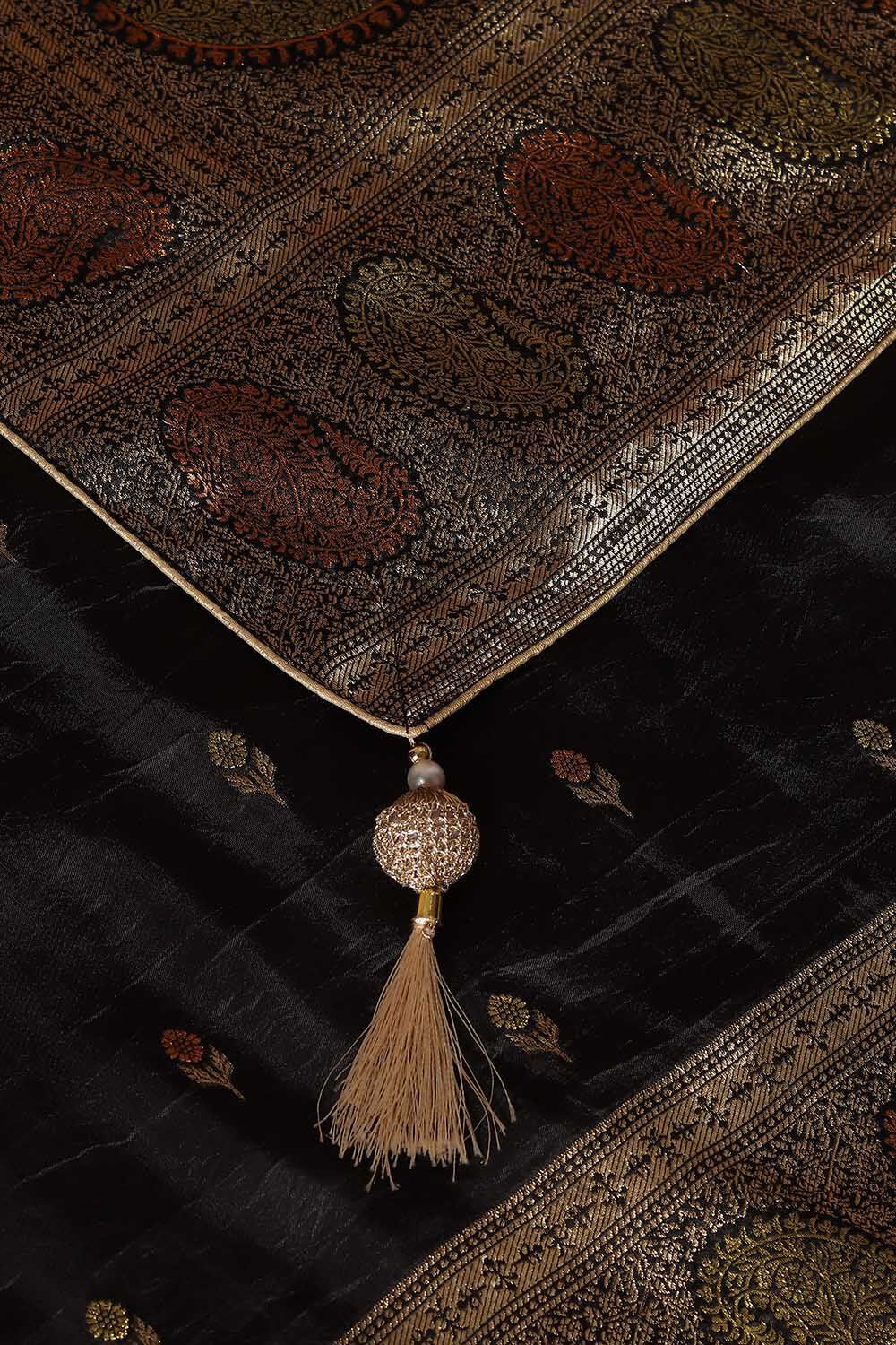 Black Luxe Woven Saree image number null