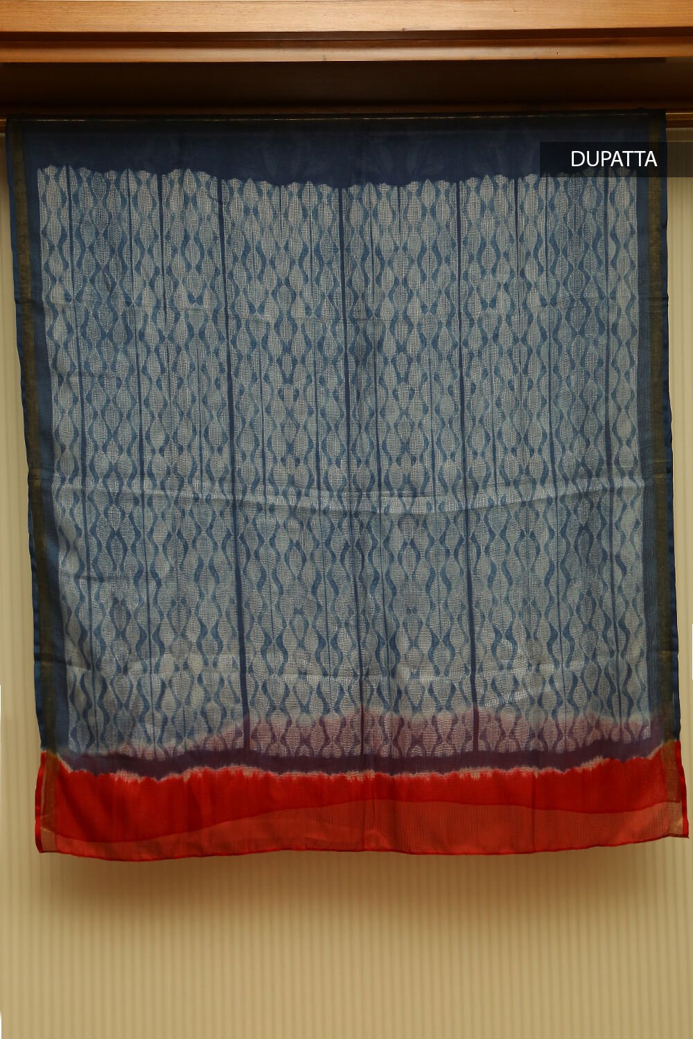 Indigo Blue Pure Tussar Silk Suit Set with Contrast sleeves image number null