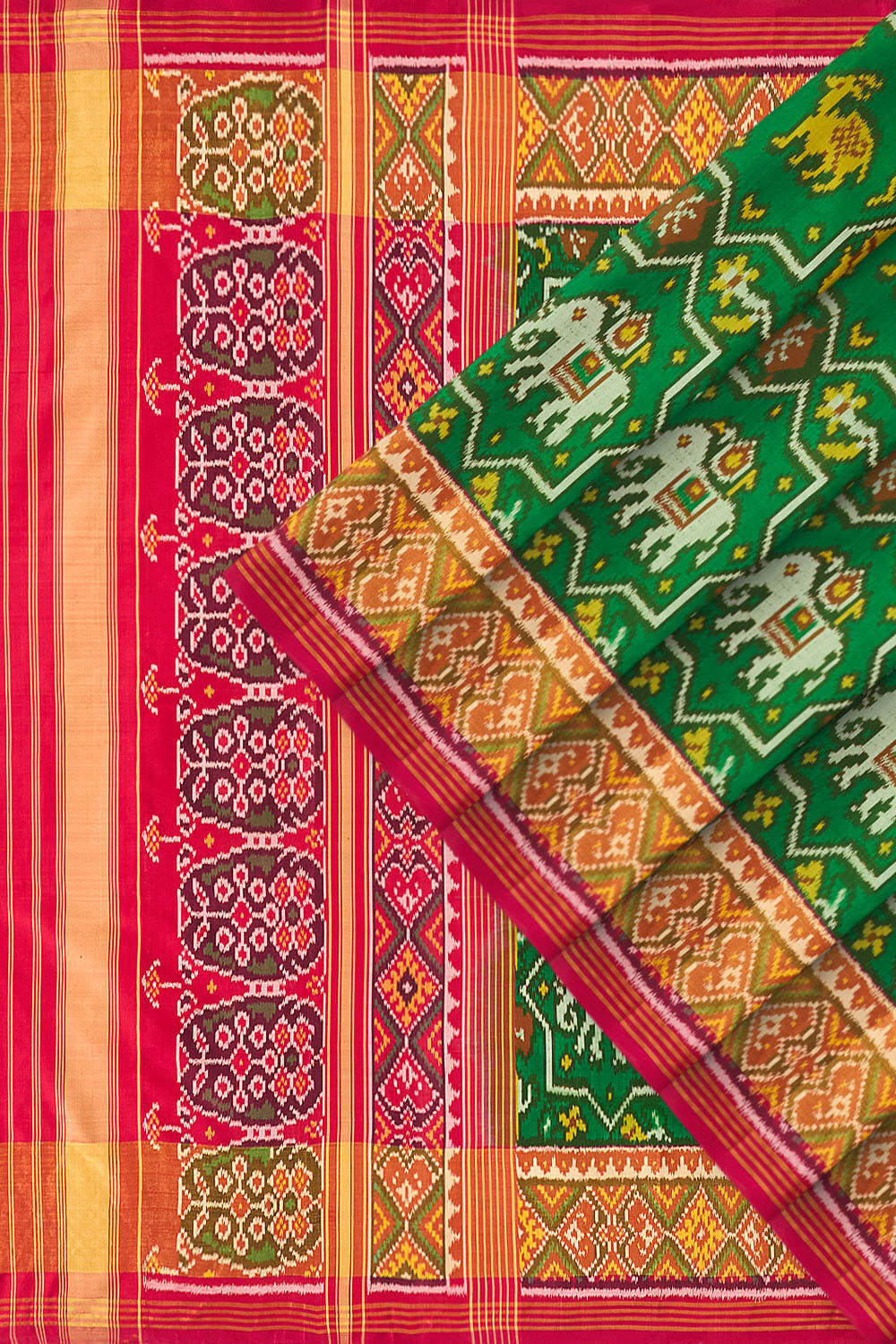 Green Rajkot Pure Silk Ikat Saree image number null