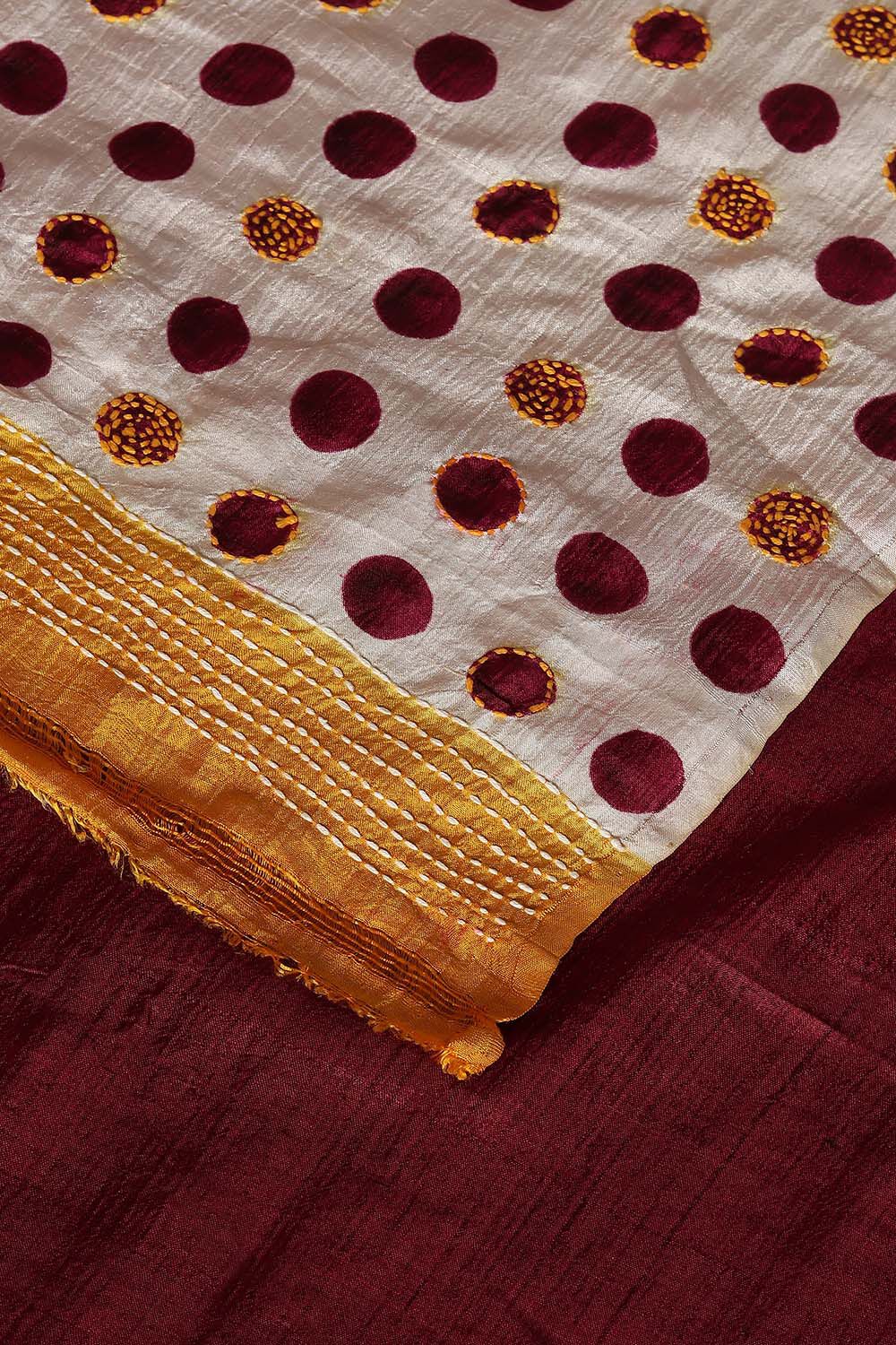 Dark Pink Pure Silk Batik Saree image number null