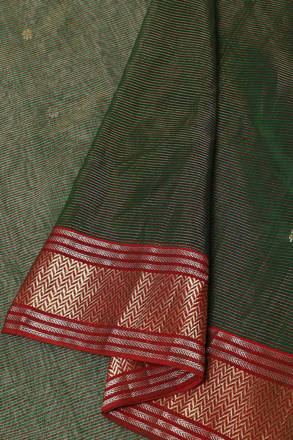 Green Pure Cotton Tissue Maheshwari Saree image number null