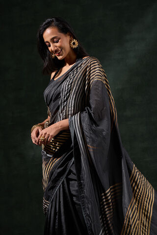 Black Printed Viscose Saree thumbnail image number null