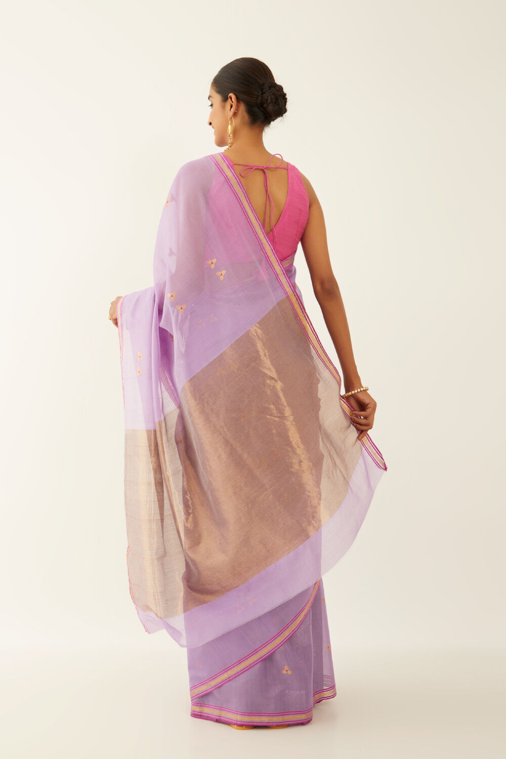 Purple Pure Silk Cotton Chanderi Saree image number null