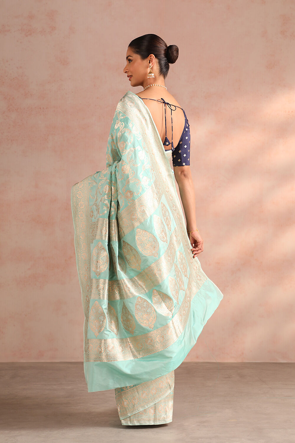 Blue Pure Silk Woven Banarasi Saree image number null