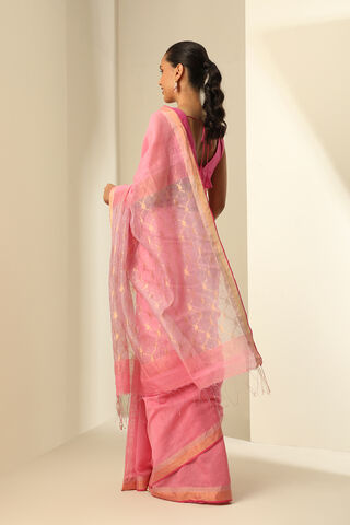 Pink Pure Silk Cotton Woven Bengali Saree thumbnail image number null
