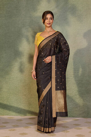 Black Silk Viscose Cutwork Banaras  Saree thumbnail image number null