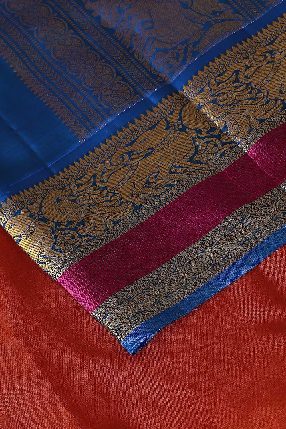 Orange Pure Silk Kanjivaram Saree image number null