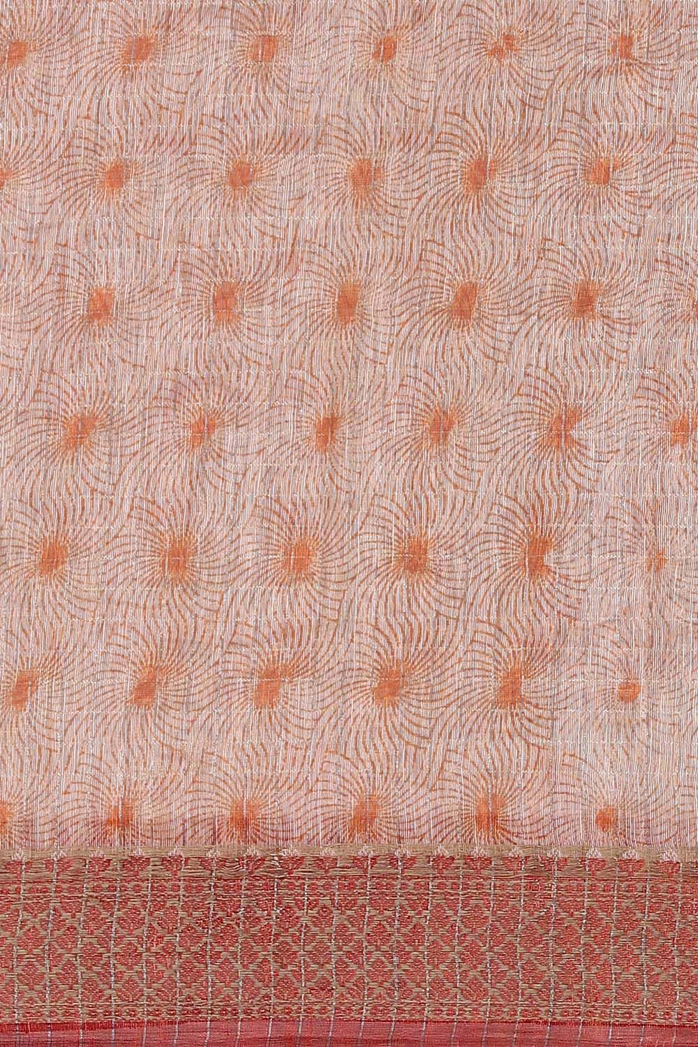 Light Orange Pure Silk Linen Digital Printed Saree image number null