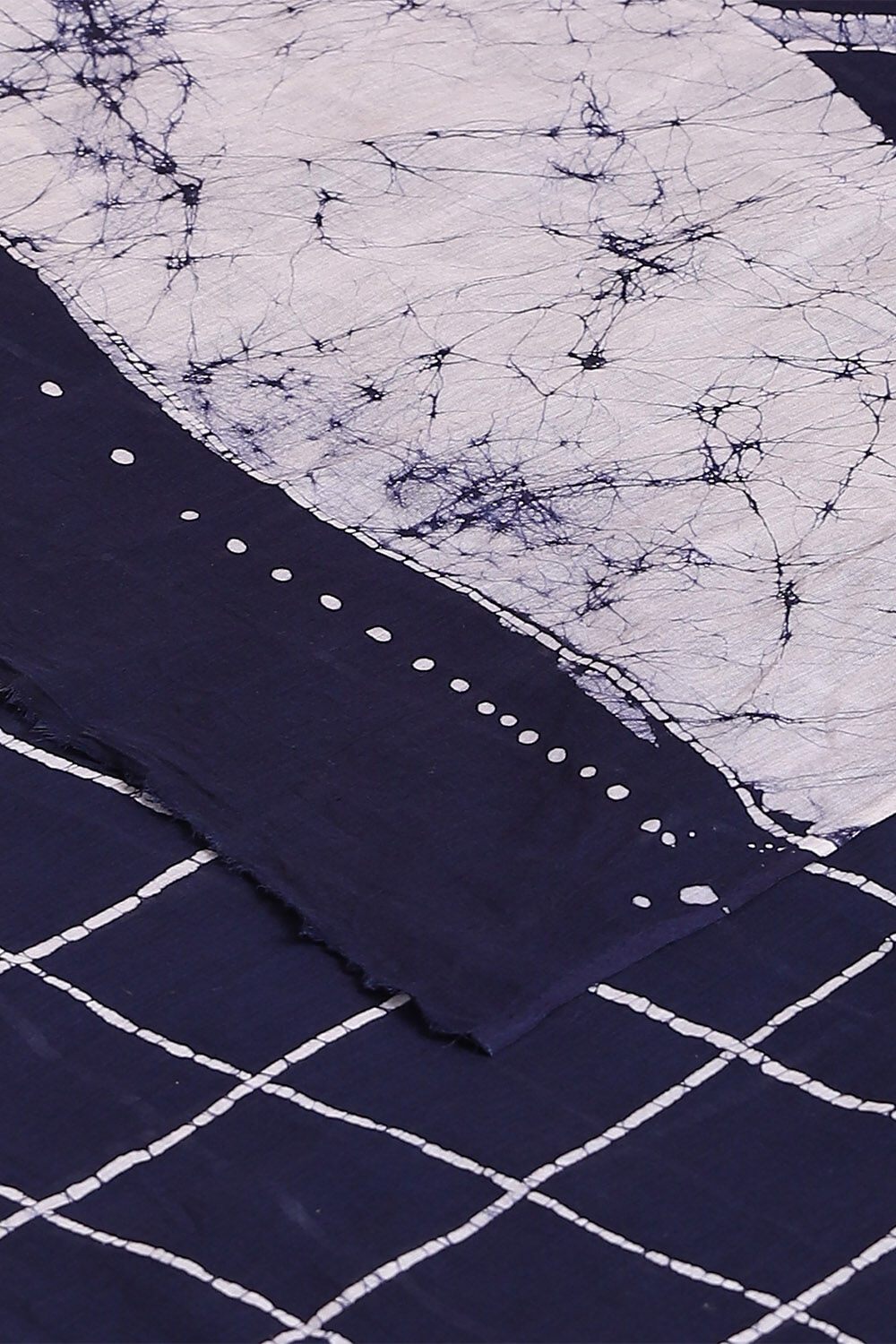 Dark Pure Blue Cotton Batik Saree image number null
