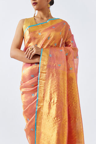 Peach Pure Organza Tissue Kanjivaram Saree thumbnail image number null
