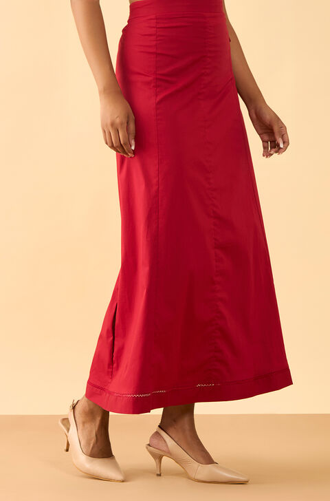 Dark Red Woven Cotton Lycra Inskirt