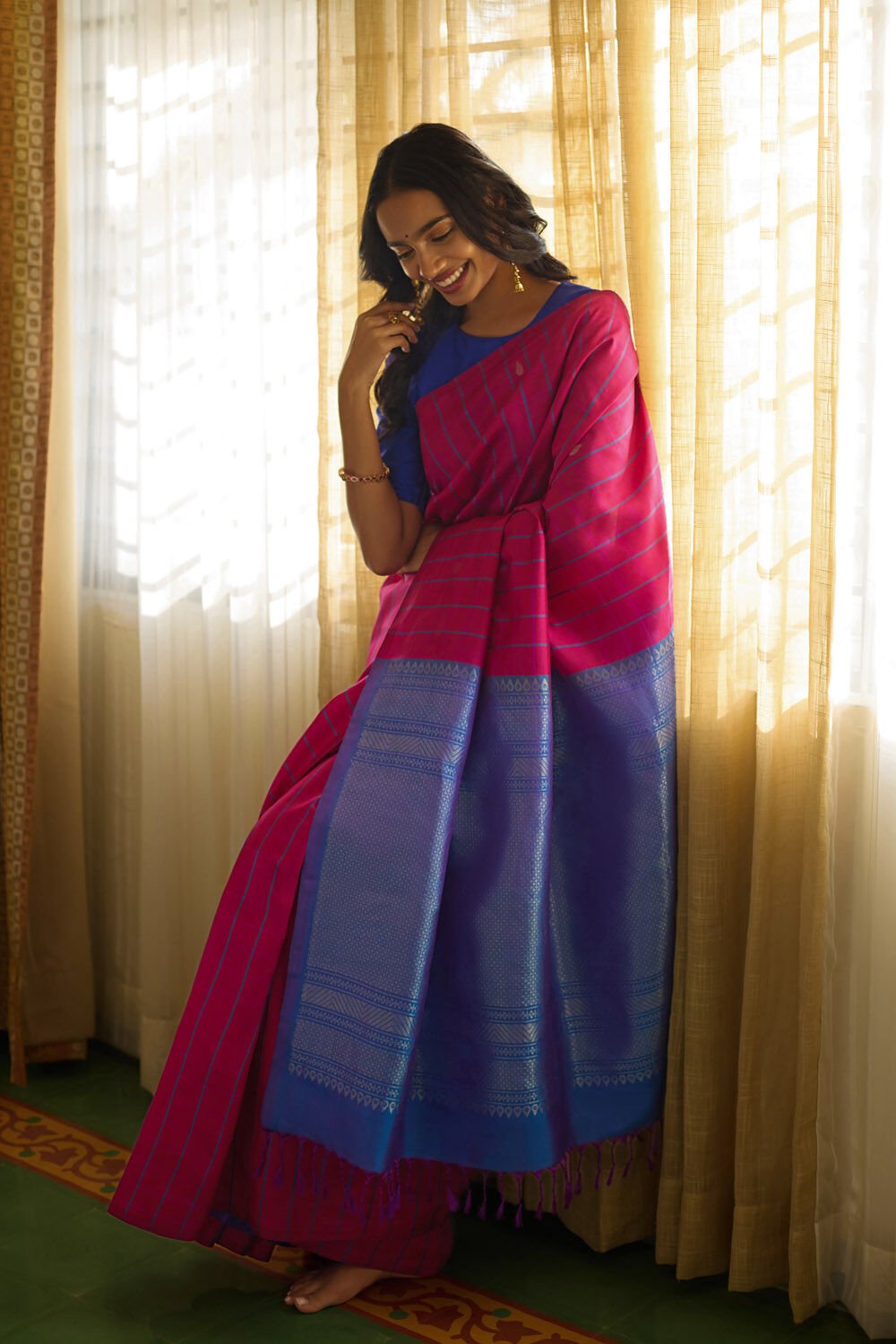 Pink South Pure Silk Woven Saree image number null