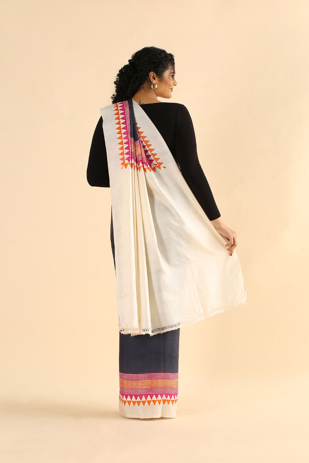 Black Pure Silk Printed Saree image number null