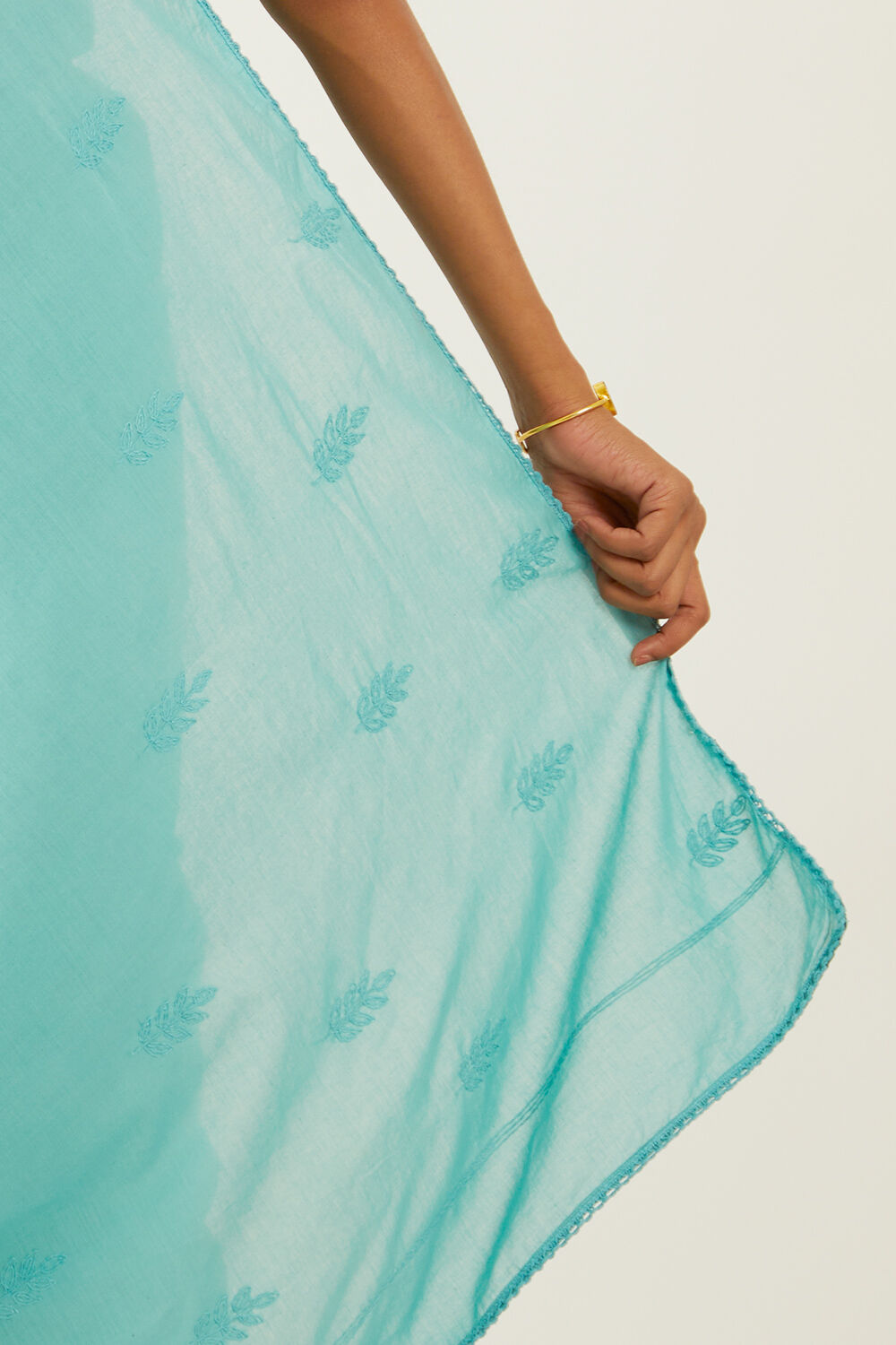 Light Blue Pure Cotton Chikankari Saree image number null