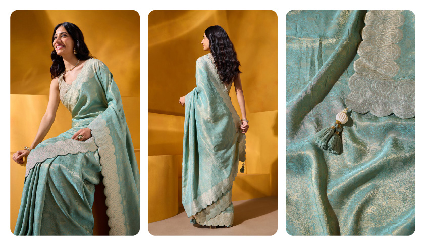 Green Woven Viscose Tissue Saree