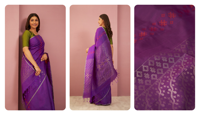 Radiant Violet Pure Silk Saree