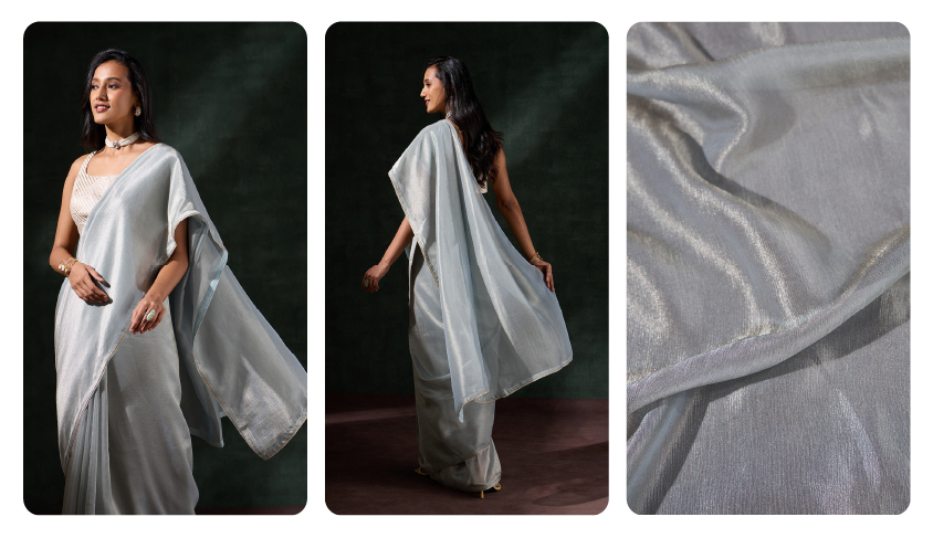 Silver Woven Tissue Saree