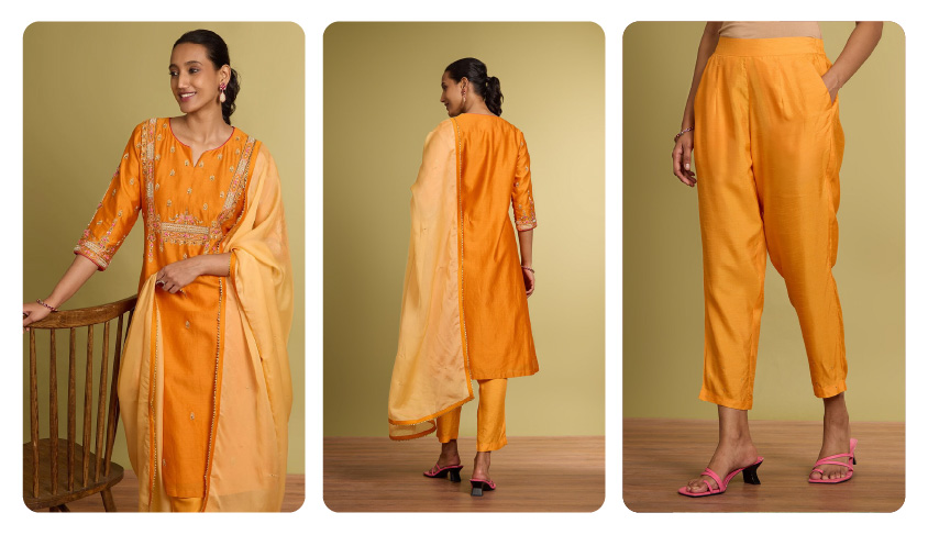 Silk Cotton Embroidered Kurta Set 