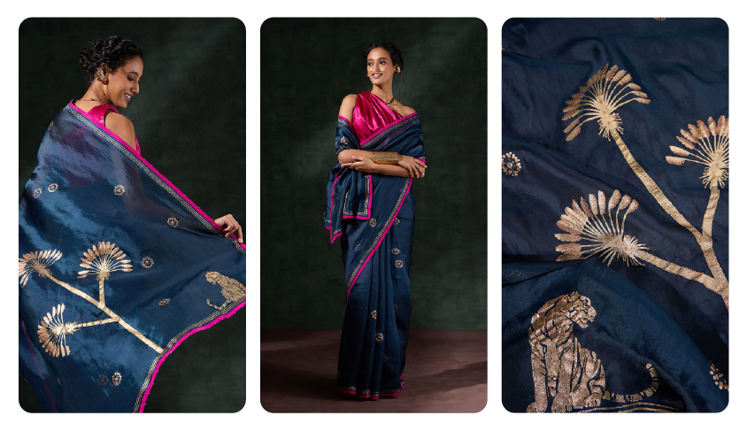 Organza Embroidered Saree