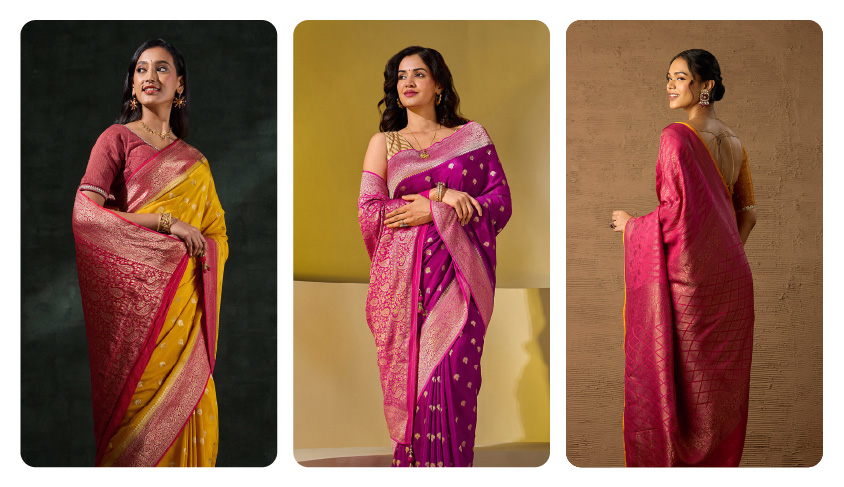 Dark Orange Pure Silk Kanjivaram Saree 