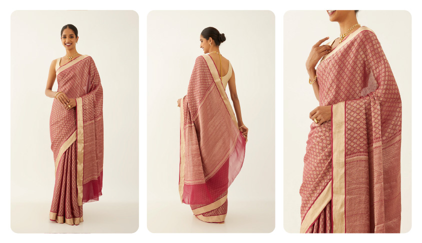  Dark Pink Pure Georgette Saree